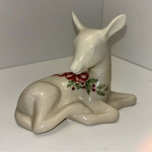 Lenox Holiday Deer porcelain figurine with holly & berry design around neck